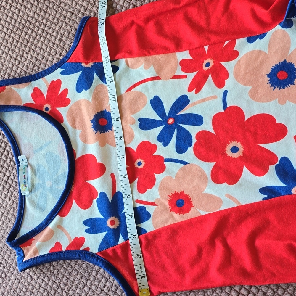 Sunshine Swing Floral Sleeveless Dress with Red and Blue Accents - Picture 7 of 10